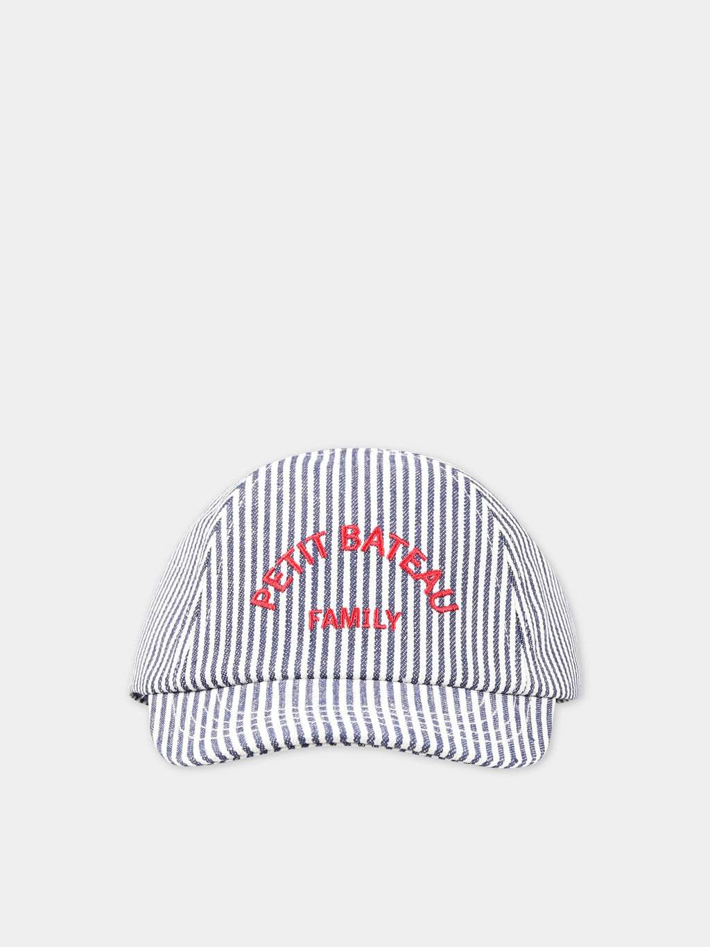 Multicolor hat for baby boy with   Petit Bateau family   writing